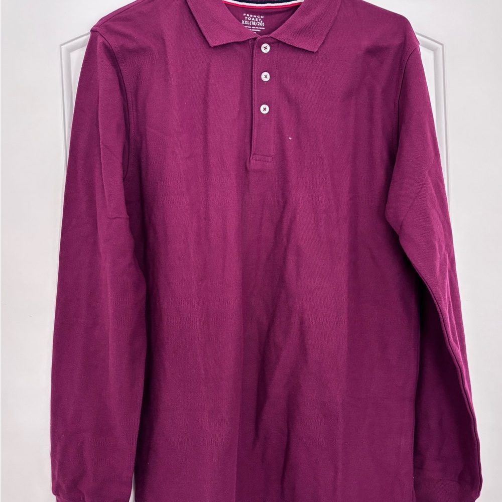French Toast Men's Burgundy Long Sleeve Polo